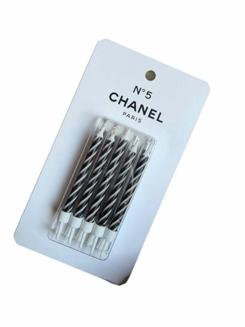 Chanel Authentic Black and White Spiral Party Candles
